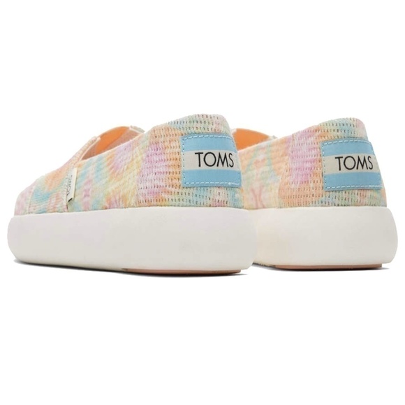 TOMS Shoes Loafers Mallow Candy Pink Tie Dye Crochet Flats COMFORTABLE Slip On - Picture 3 of 8